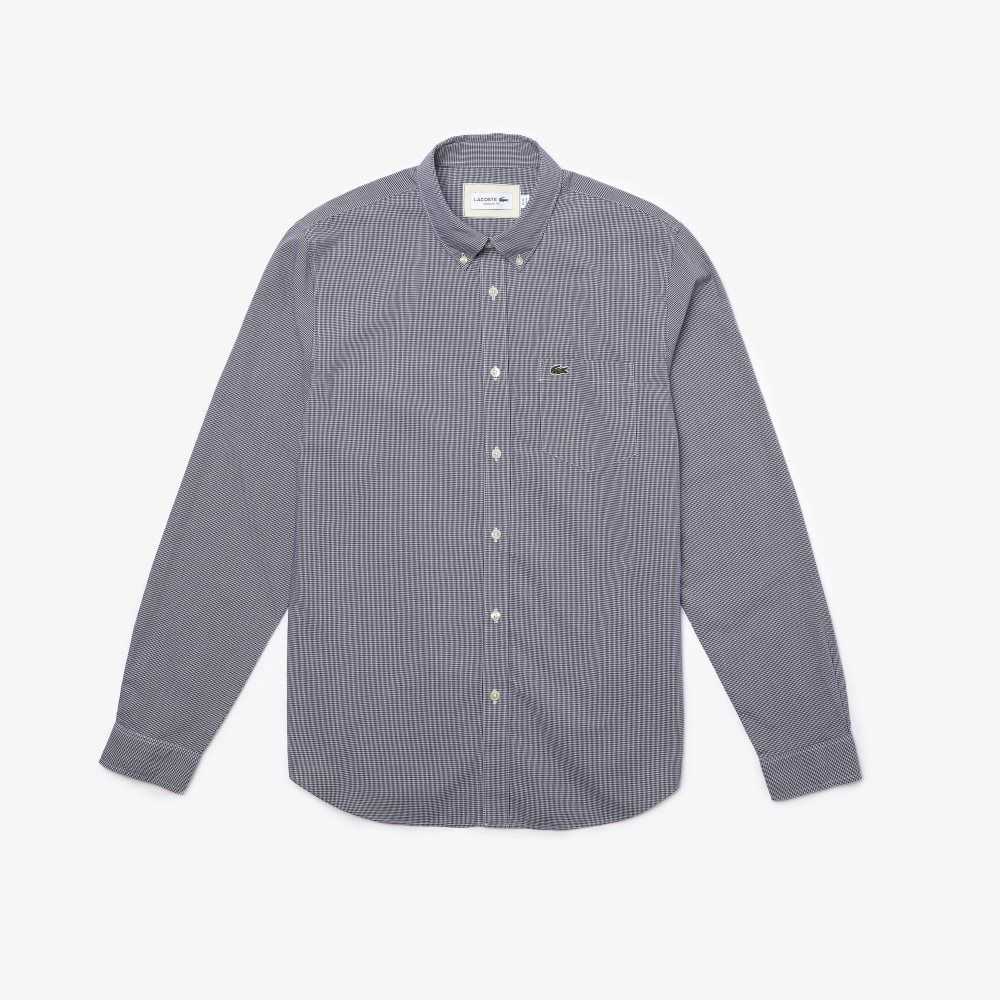 Lacoste Regular Fit Bomull Poplin Vita Marinblå Blå | FCLOE-2863