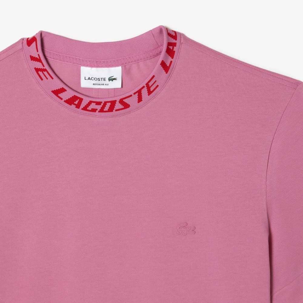 Lacoste Regular Fit Branded Collar Rosa | SWEBA-5846