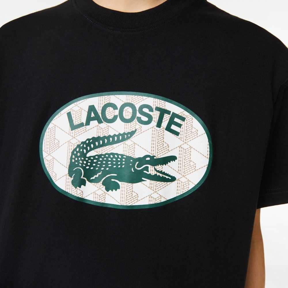 Lacoste Regular Fit Branded Monogram Print Svarta | SIYWA-0298