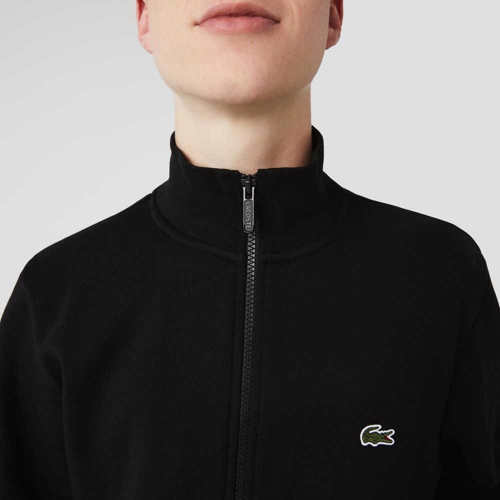 Lacoste Regular Fit Brushed Fleece Zippered Svarta | FLKGZ-7248