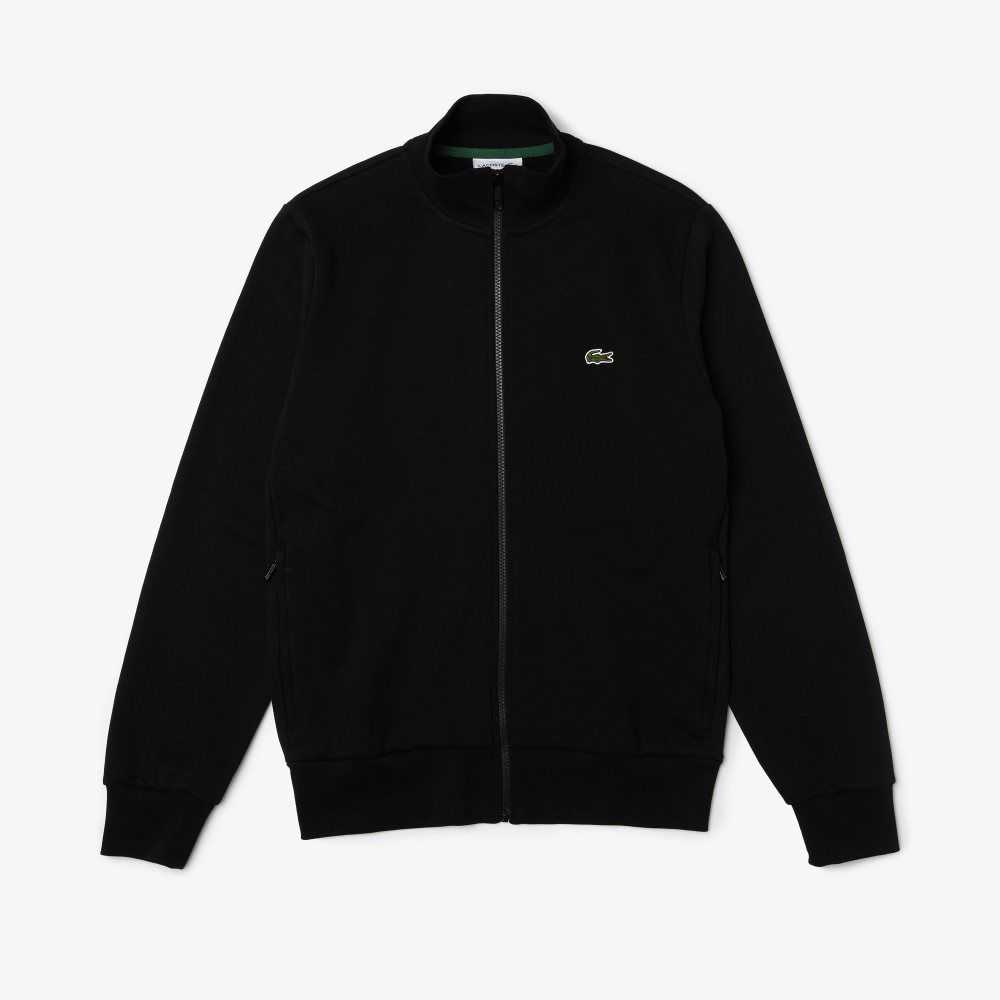 Lacoste Regular Fit Brushed Fleece Zippered Svarta | FLKGZ-7248