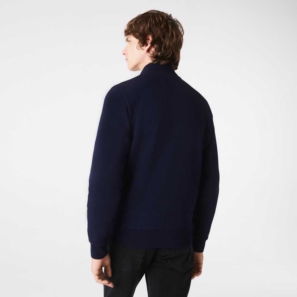 Lacoste Regular Fit Brushed Fleece Zippered Marinblå Blå | YXKLP-7269