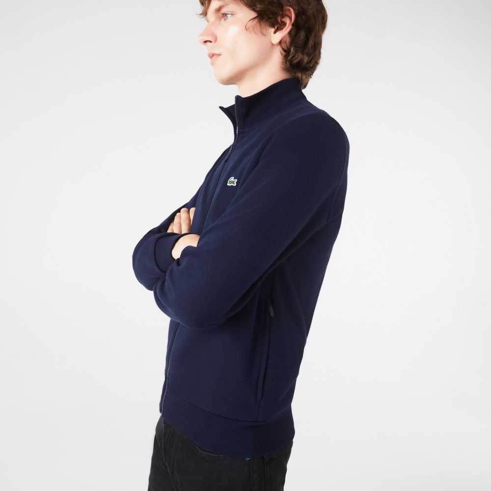 Lacoste Regular Fit Brushed Fleece Zippered Marinblå Blå | YXKLP-7269