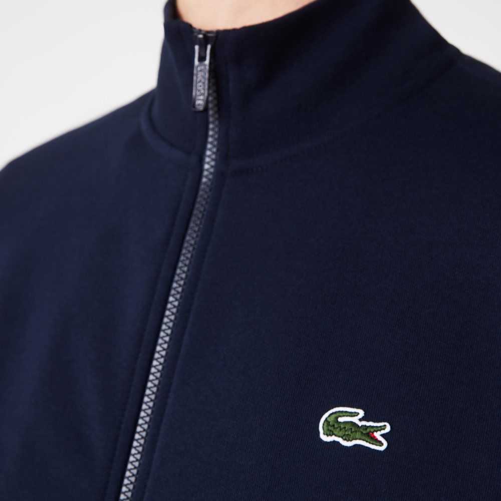 Lacoste Regular Fit Brushed Fleece Zippered Marinblå Blå | YXKLP-7269