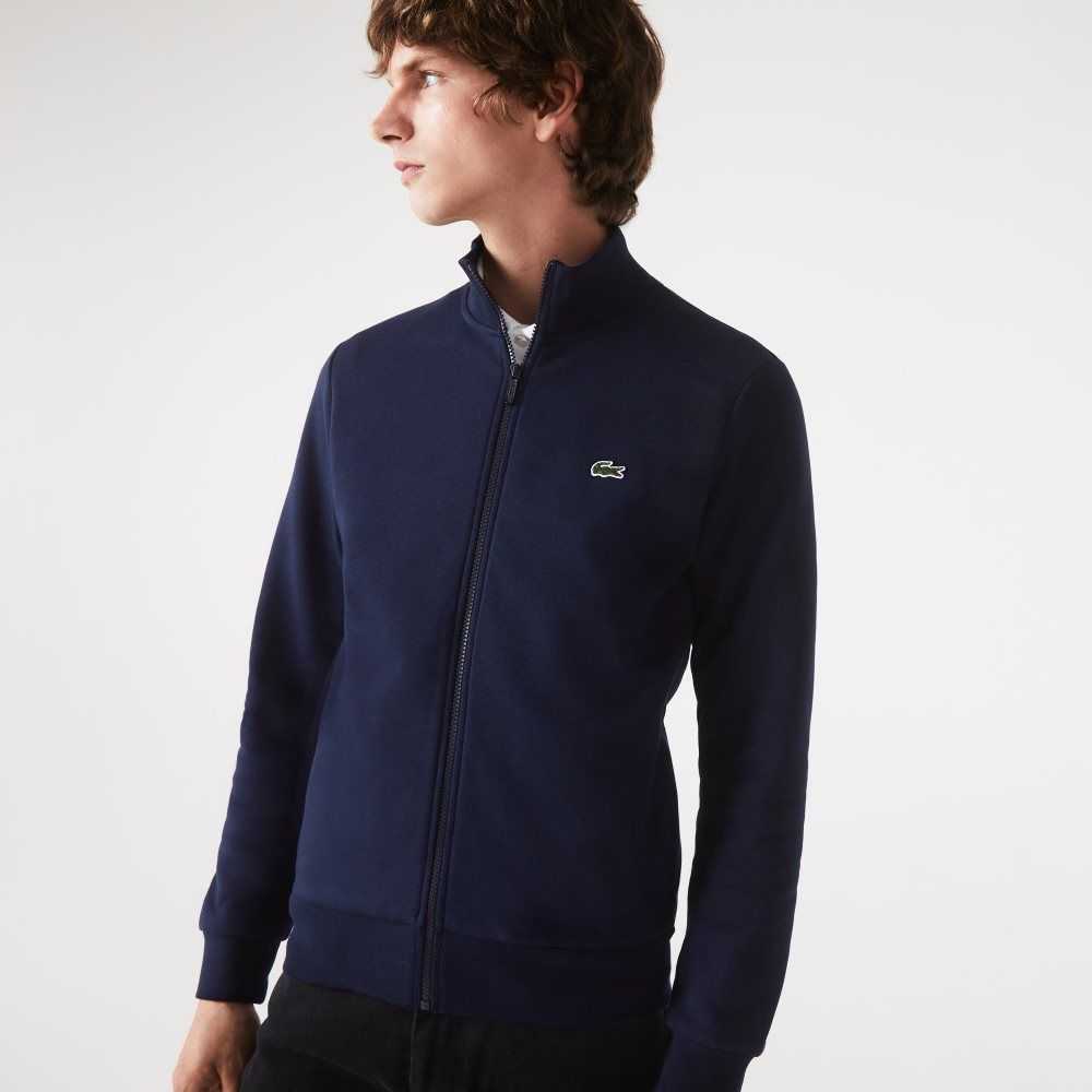 Lacoste Regular Fit Brushed Fleece Zippered Marinblå Blå | YXKLP-7269