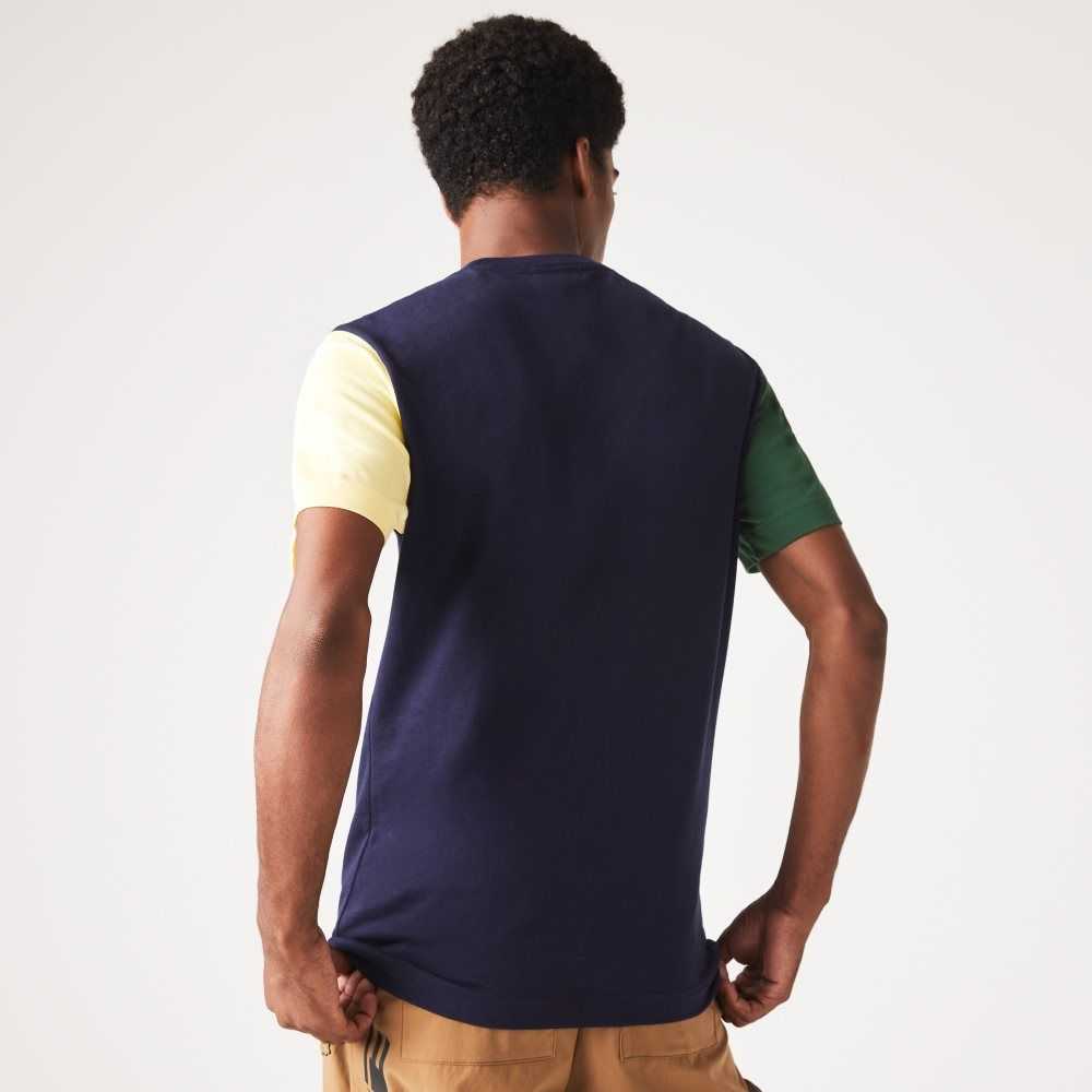 Lacoste Regular Fit Colorblock Bomull Jersey Marinblå Blå Gröna Gula | HAYVS-3178