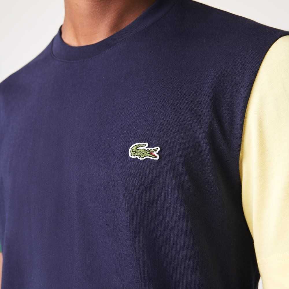 Lacoste Regular Fit Colorblock Bomull Jersey Marinblå Blå Gröna Gula | HAYVS-3178