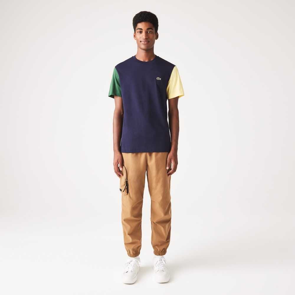 Lacoste Regular Fit Colorblock Bomull Jersey Marinblå Blå Gröna Gula | HAYVS-3178