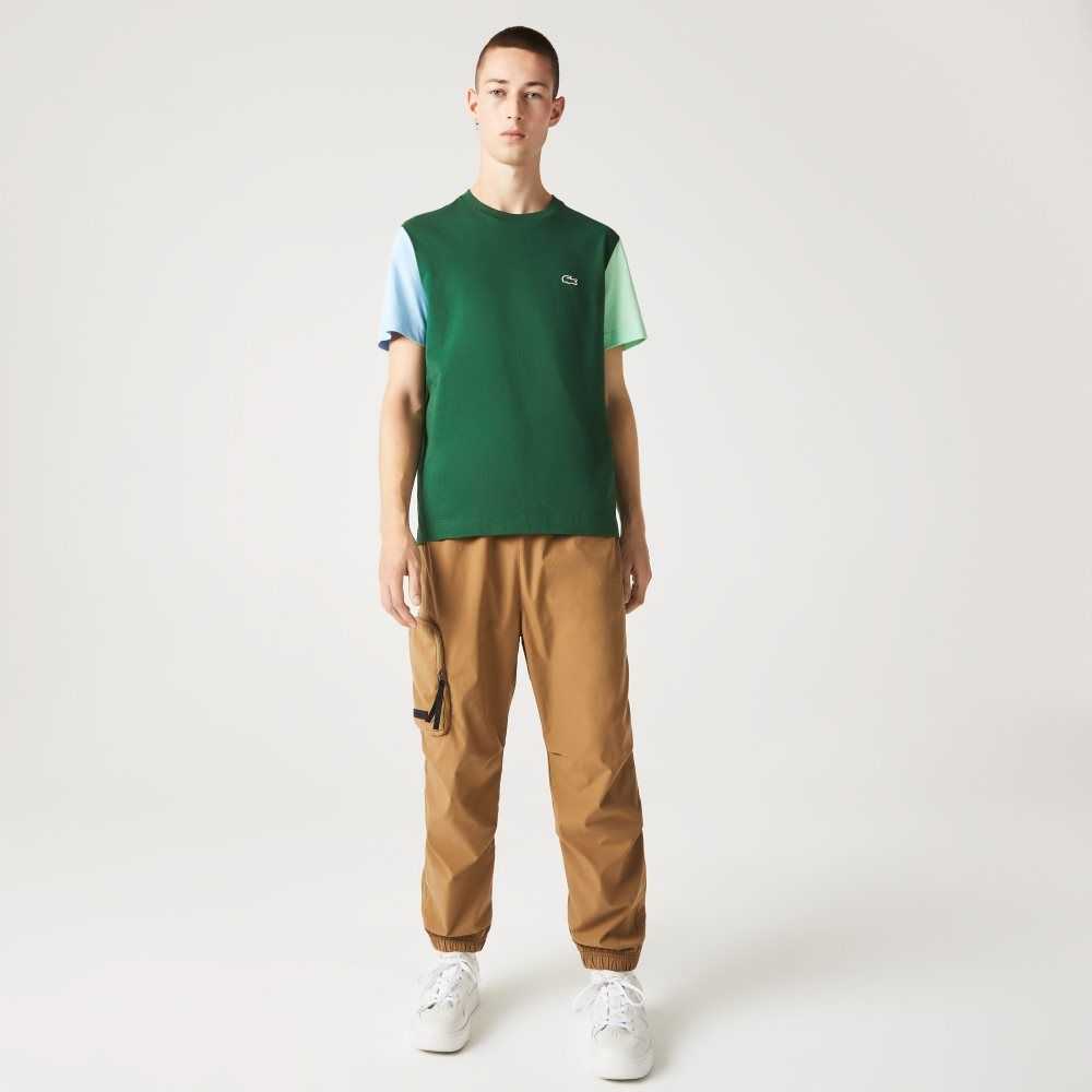 Lacoste Regular Fit Colorblock Bomull Jersey Gröna Blå Ljusgröna | QHBEG-5086