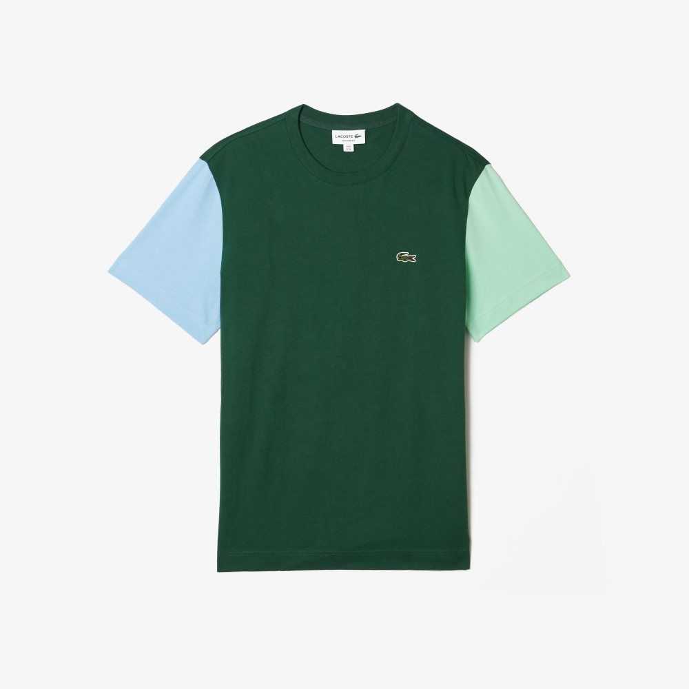 Lacoste Regular Fit Colorblock Bomull Jersey Gröna Blå Ljusgröna | QHBEG-5086