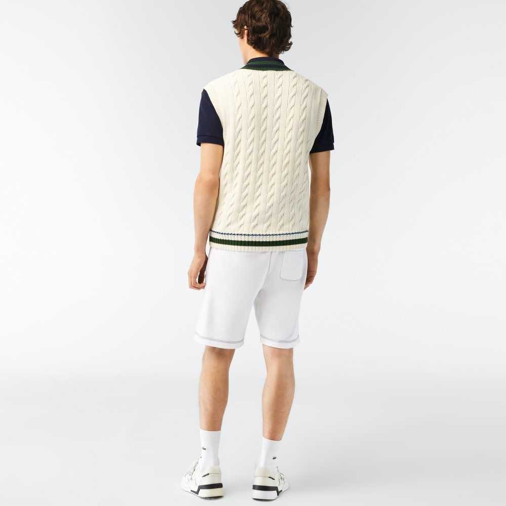 Lacoste Regular Fit Contrast Branding Fleece Vita | VARCT-4387