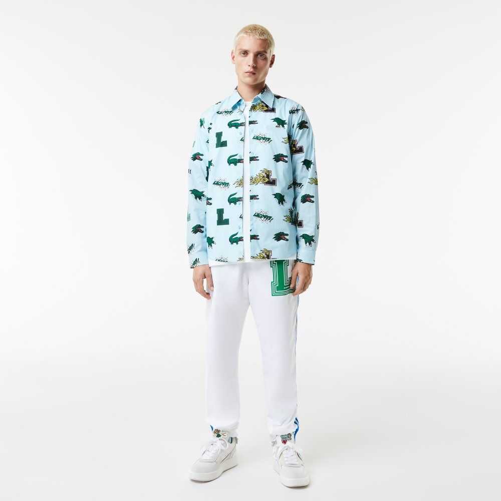 Lacoste Regular Fit Crocodile Print Blå Vita | DNGUX-3657