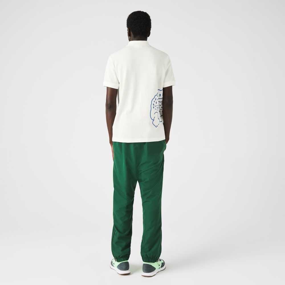 Lacoste Regular Fit Crocodile Print Bomull Pique Vita | ESTVC-6357