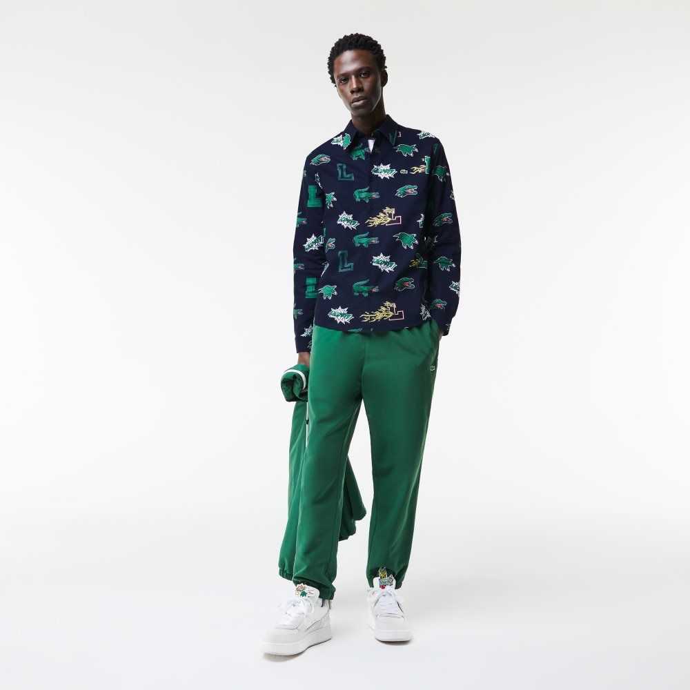 Lacoste Regular Fit Crocodile Print Marinblå Blå Vita | KIJXM-0872