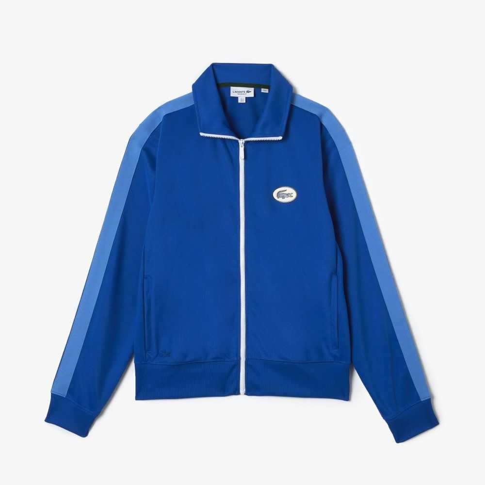 Lacoste Regular Fit High-Neck Pique Zip Blå | TEZUK-8031