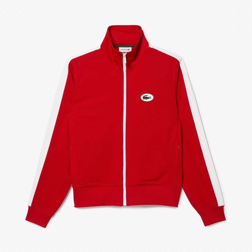 Lacoste Regular Fit High-Neck Pique Zip Röda | WMXKJ-2870