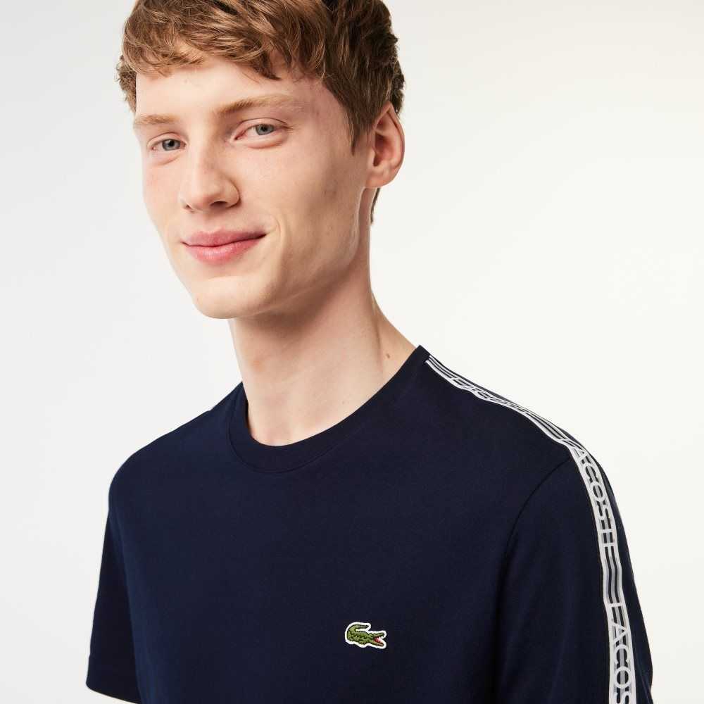 Lacoste Regular Fit Logo Stripe Marinblå Blå | NFBMQ-7023