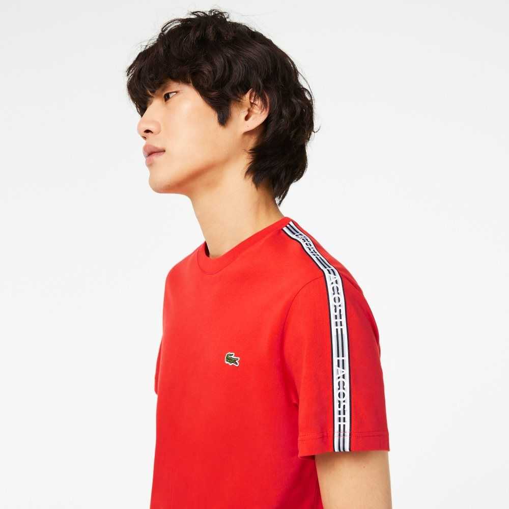 Lacoste Regular Fit Logo Stripe Röda | JYZTC-0195