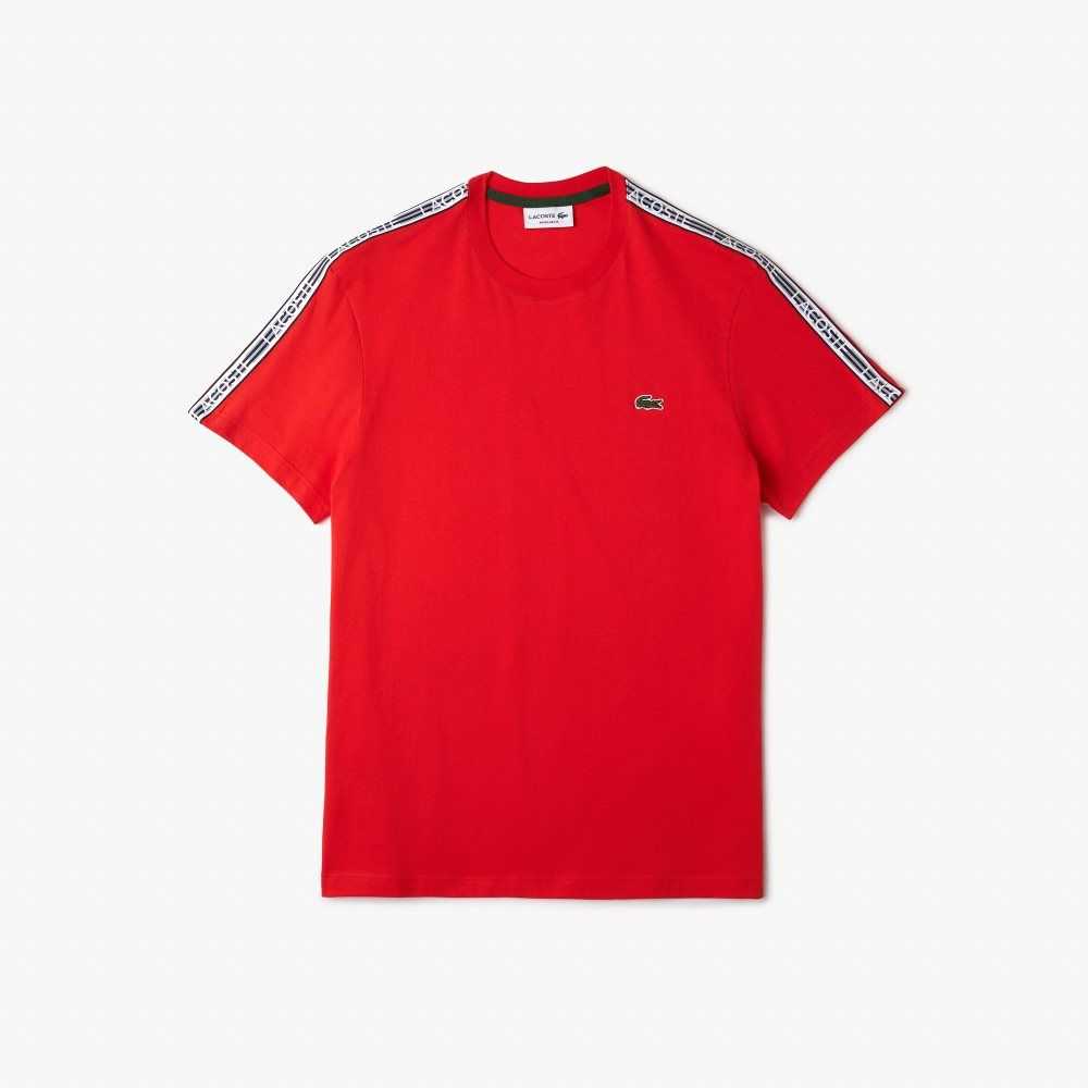 Lacoste Regular Fit Logo Stripe Röda | JYZTC-0195