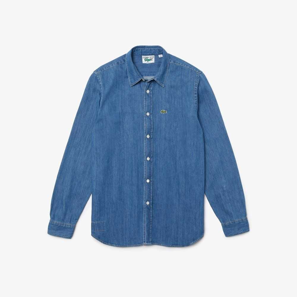 Lacoste Regular Fit Lätta Organic Bomull Denim Blå | VZRYC-6140