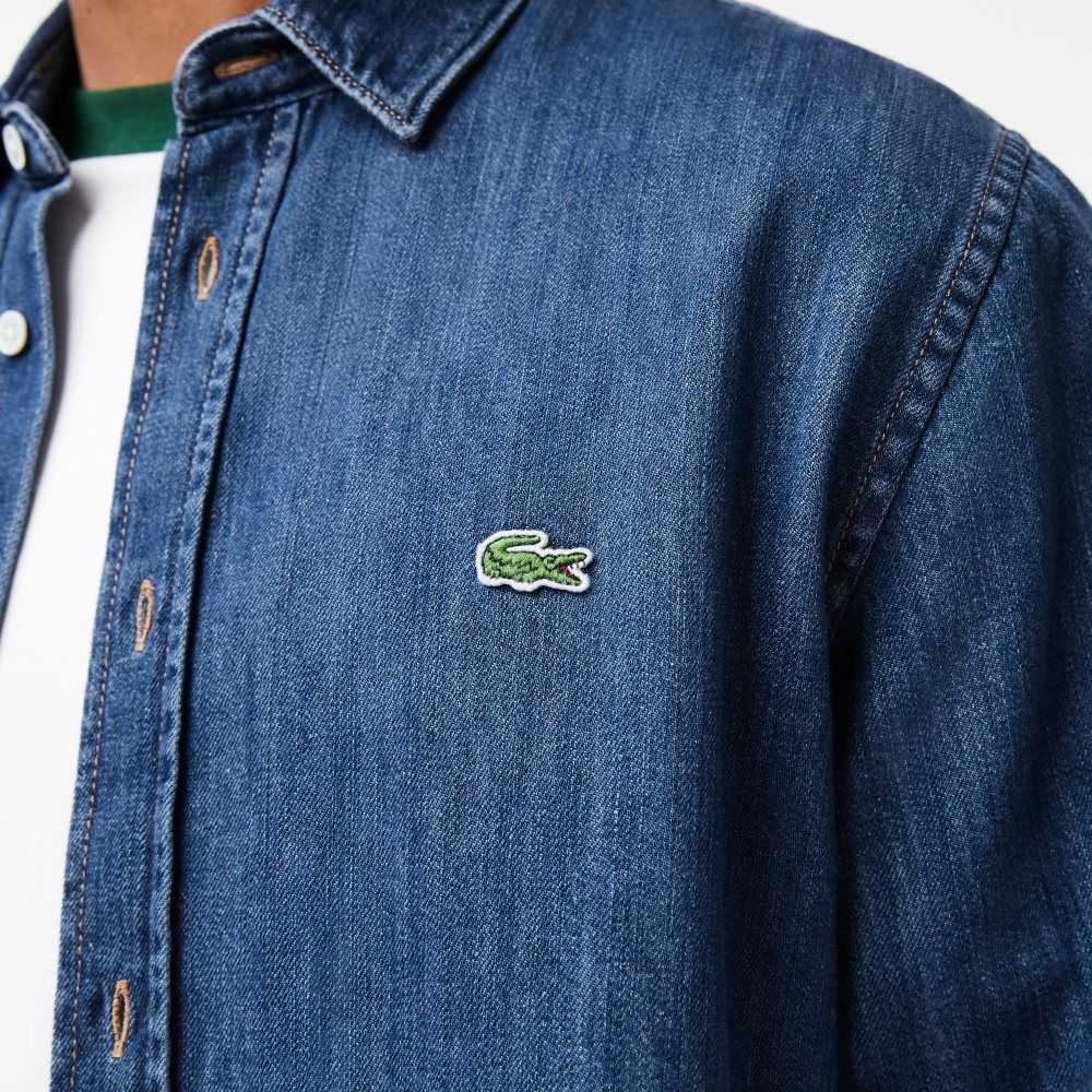 Lacoste Regular Fit Organic Bomull Denim Blå | TICML-7291