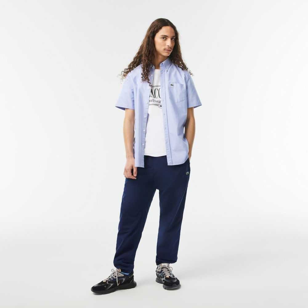 Lacoste Regular Fit Oxford Bomull Blå | FWVZM-1872