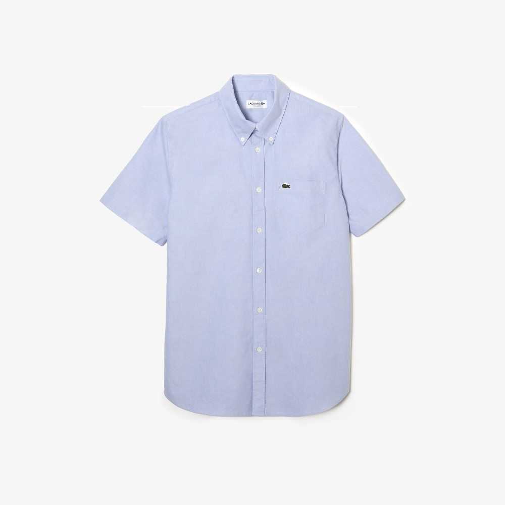 Lacoste Regular Fit Oxford Bomull Blå | FWVZM-1872