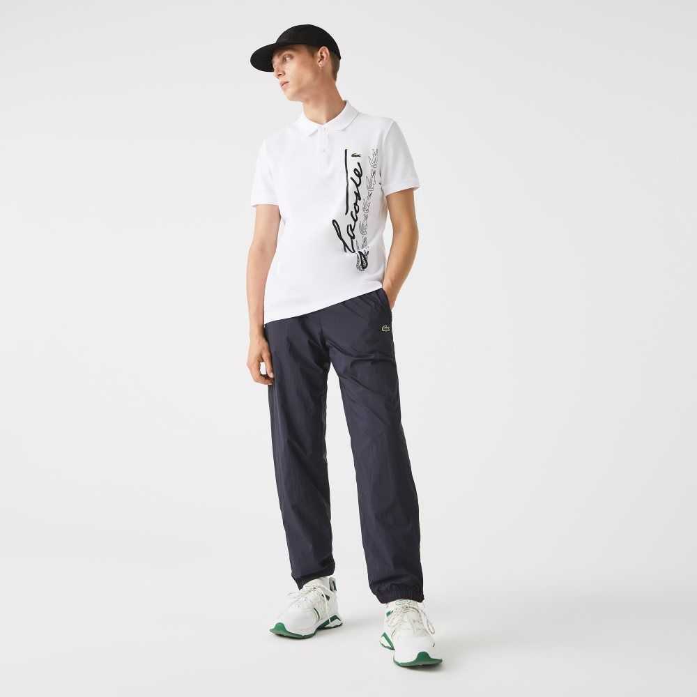 Lacoste Regular Fit Signature Bomull Pique Vita | ITXFR-7215