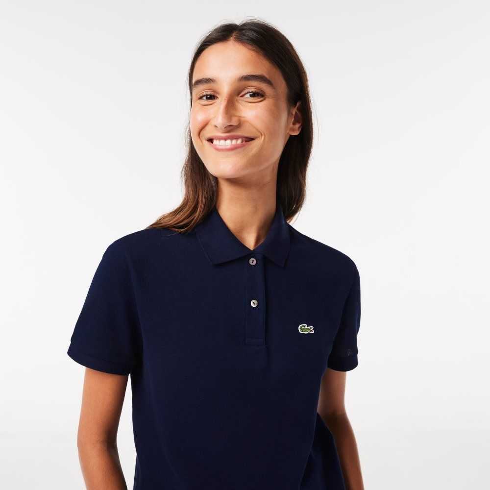 Lacoste Regular Fit Soft Bomull Petit Pique Marinblå Blå | CWHEN-9528