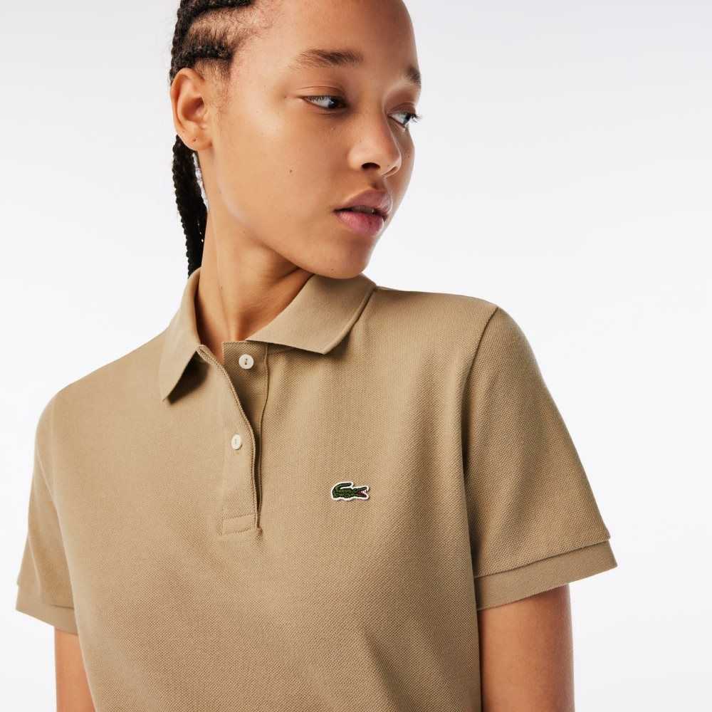 Lacoste Regular Fit Soft Bomull Petit Pique Beige | DRTJL-3975