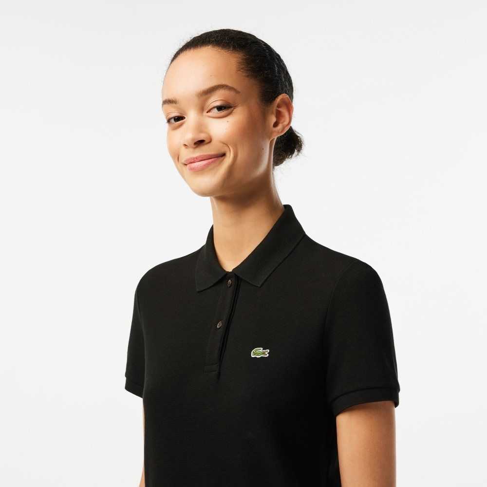 Lacoste Regular Fit Soft Bomull Petit Pique Svarta | TLYIC-5607