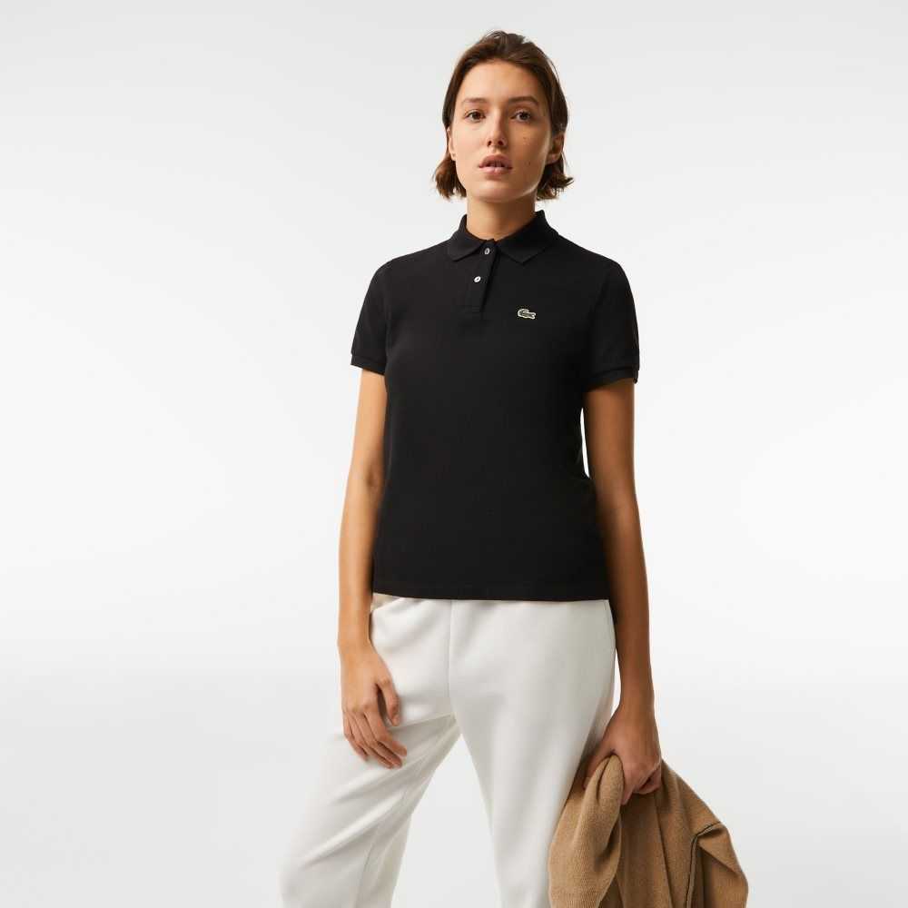 Lacoste Regular Fit Soft Bomull Petit Pique Svarta | TLYIC-5607