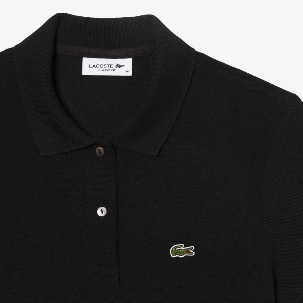 Lacoste Regular Fit Soft Bomull Petit Pique Svarta | TLYIC-5607