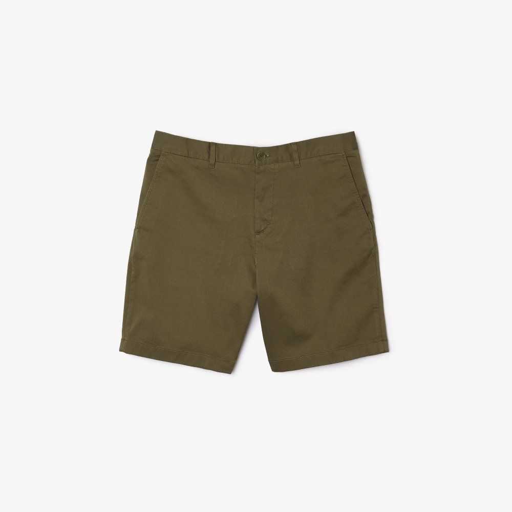 Lacoste Regular Fit Stretch Organic Bomull Bermuda Khaki Gröna | HFEMK-6217