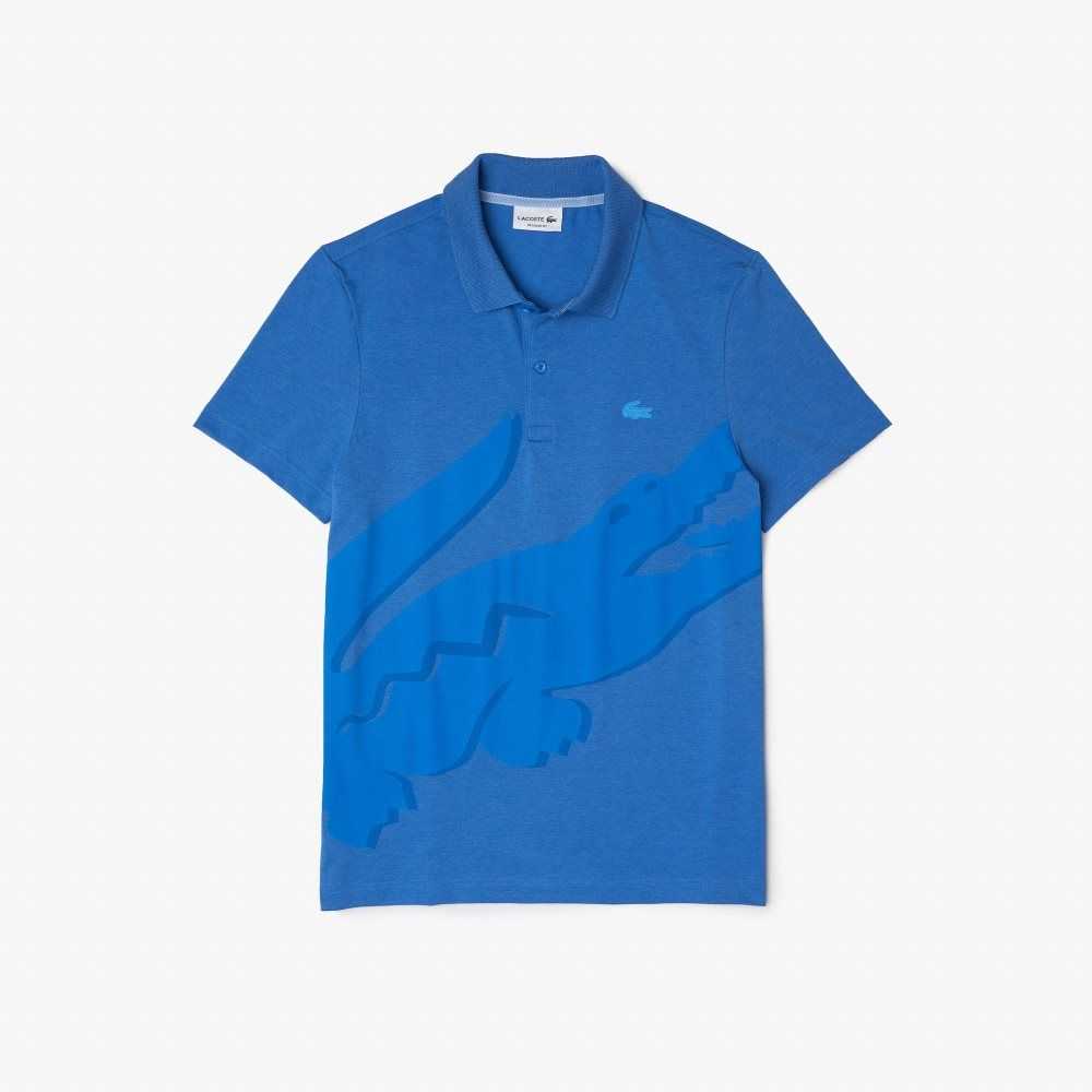 Lacoste Regular Fit Stretch Organic Bomull Blå | PYCAM-4321