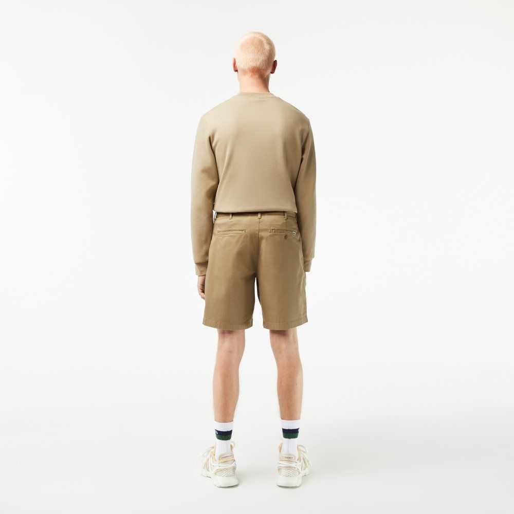 Lacoste Regular Fit Stretch Organic Bomull Bermuda Beige | QVZRH-9274