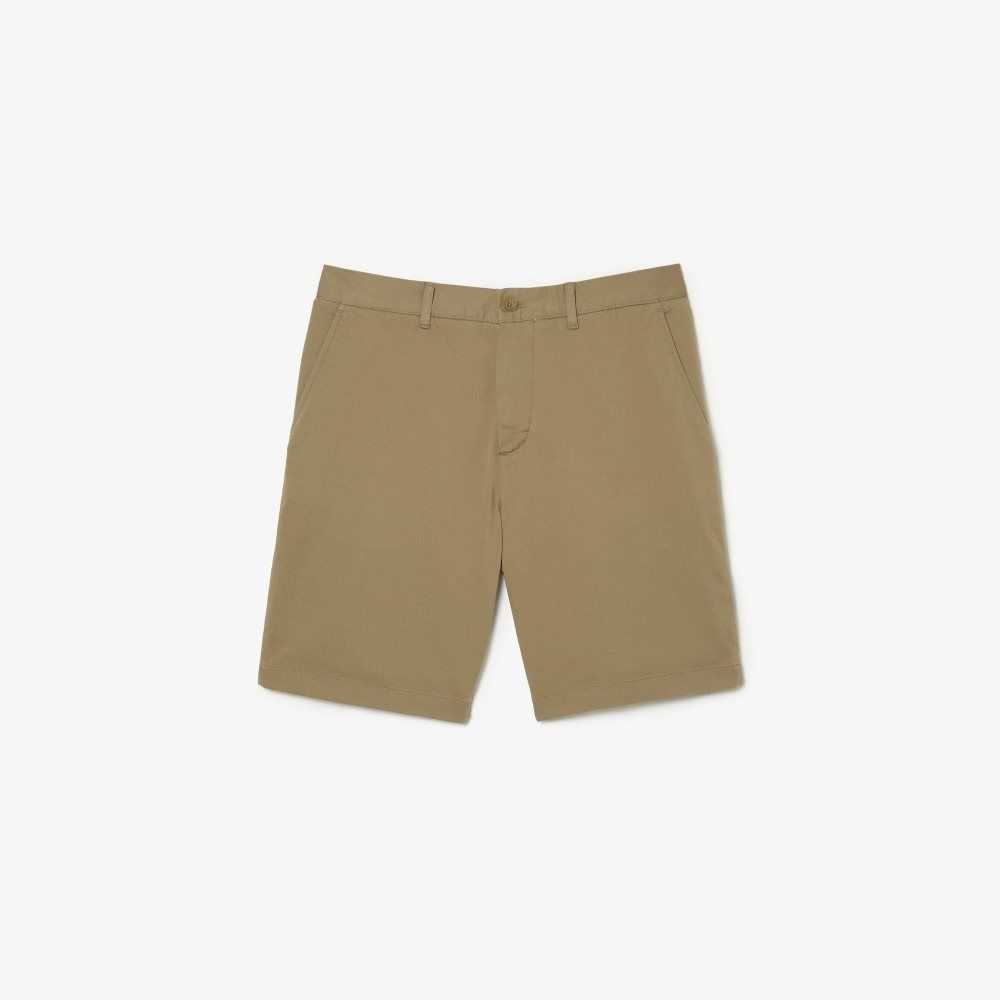 Lacoste Regular Fit Stretch Organic Bomull Bermuda Beige | QVZRH-9274