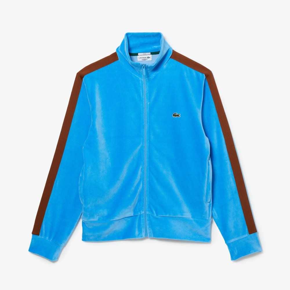 Lacoste Regular Fit Velvet Zip Blå | OVMHG-2974