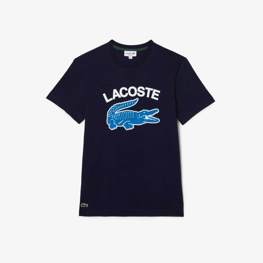 Lacoste Regular Fit XL Crocodile Print Marinblå Blå | HCEKN-1504