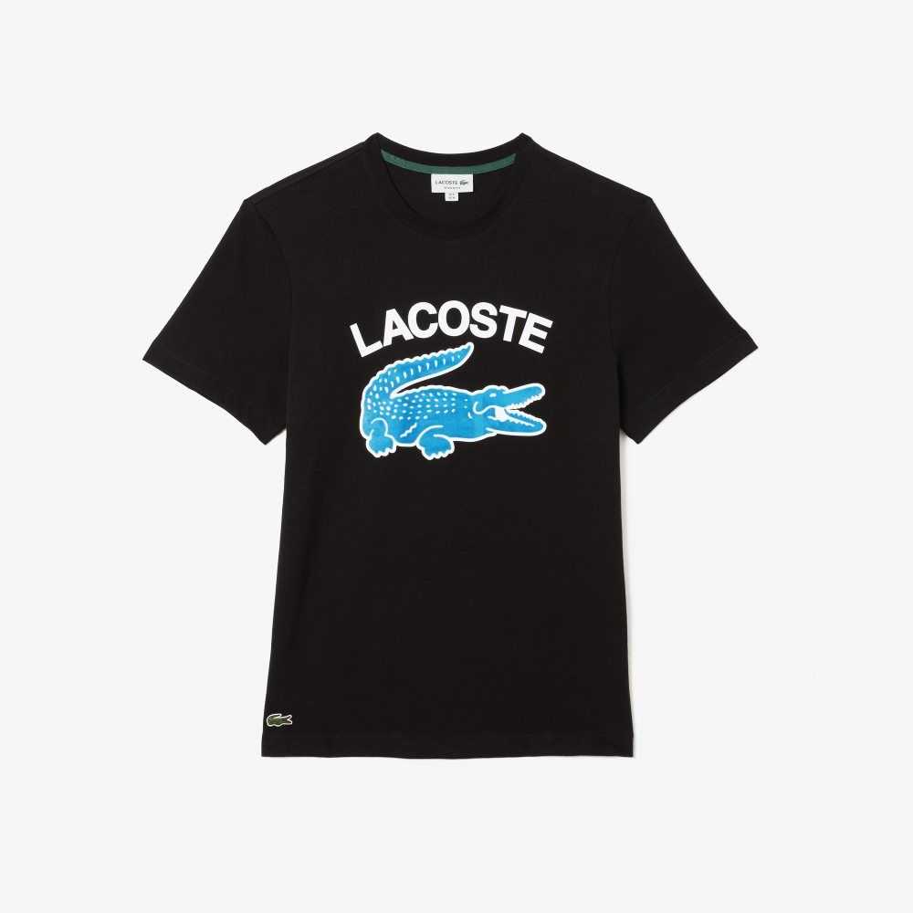 Lacoste Regular Fit XL Crocodile Print Svarta | AONVH-5093