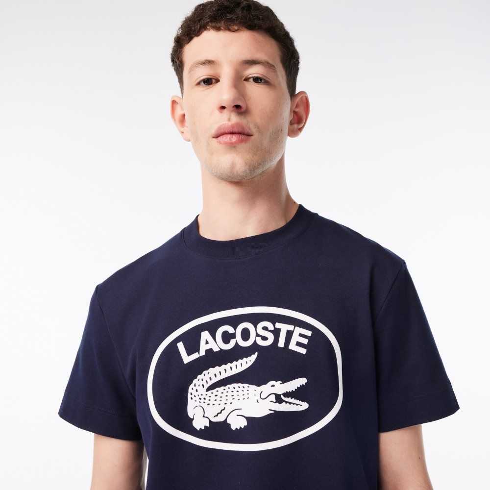 Lacoste Relaxed Fit Branded Bomull Marinblå Blå Vita | NWSVF-7289