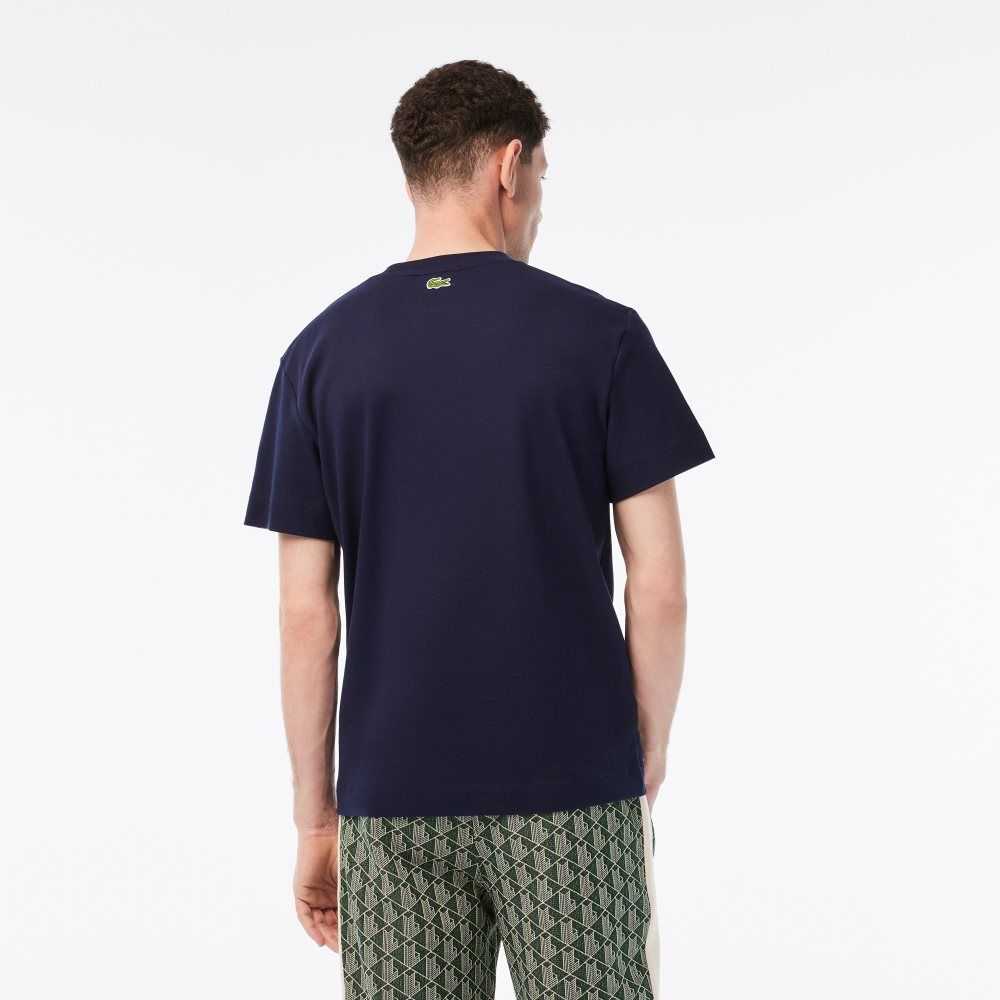 Lacoste Relaxed Fit Branded Bomull Marinblå Blå Vita | NWSVF-7289