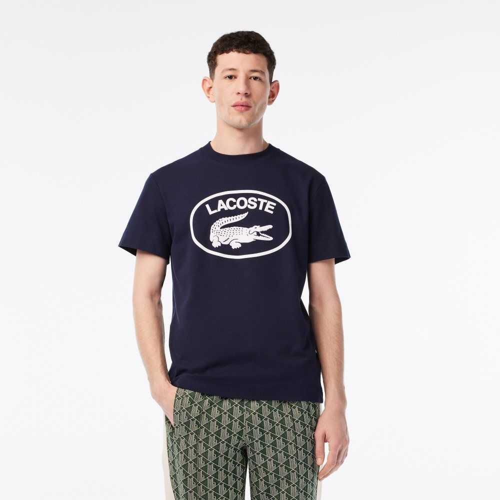 Lacoste Relaxed Fit Branded Bomull Marinblå Blå Vita | NWSVF-7289