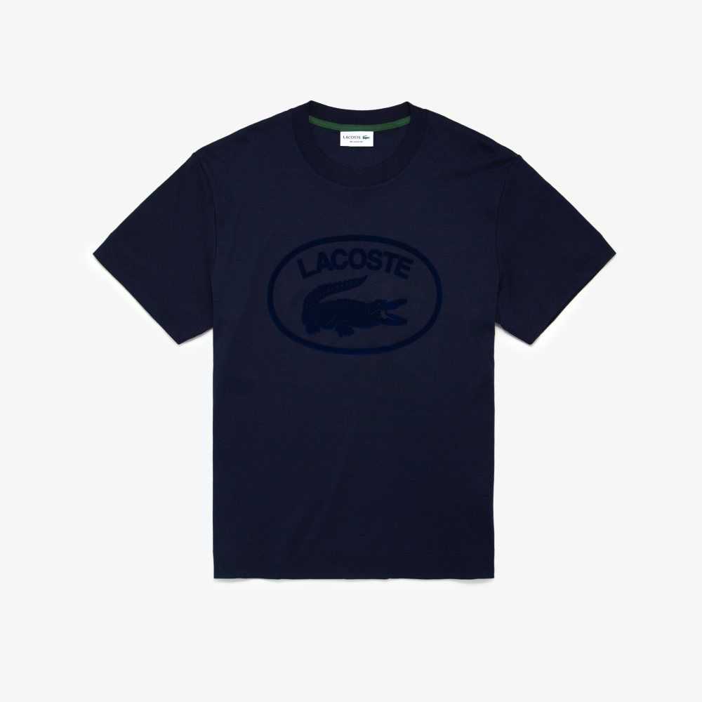 Lacoste Relaxed Fit Branded Bomull Marinblå Blå | XQZAD-3452