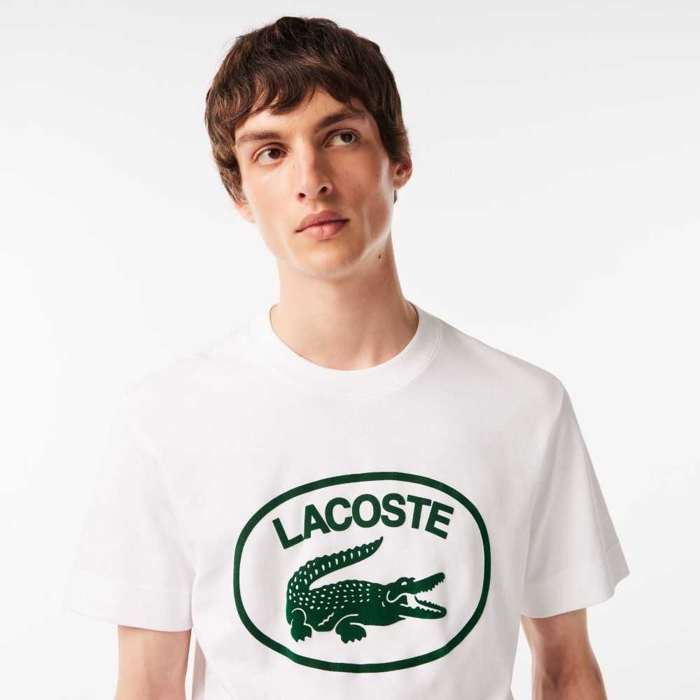 Lacoste Relaxed Fit Branded Bomull Vita Gröna | LIWZY-3627