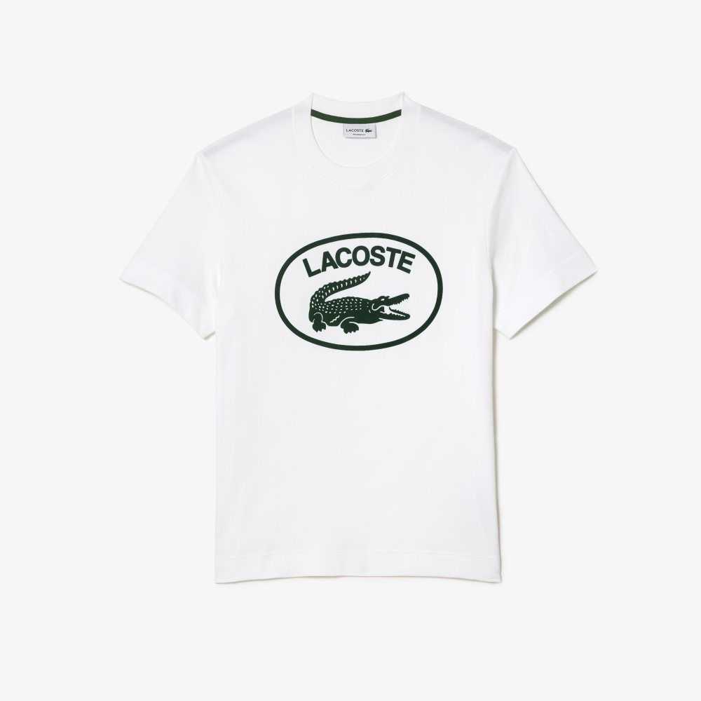 Lacoste Relaxed Fit Branded Bomull Vita Gröna | LIWZY-3627