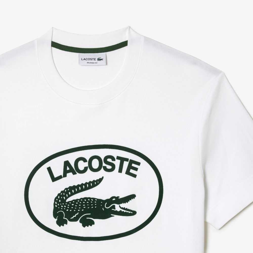 Lacoste Relaxed Fit Branded Bomull Vita Gröna | LIWZY-3627