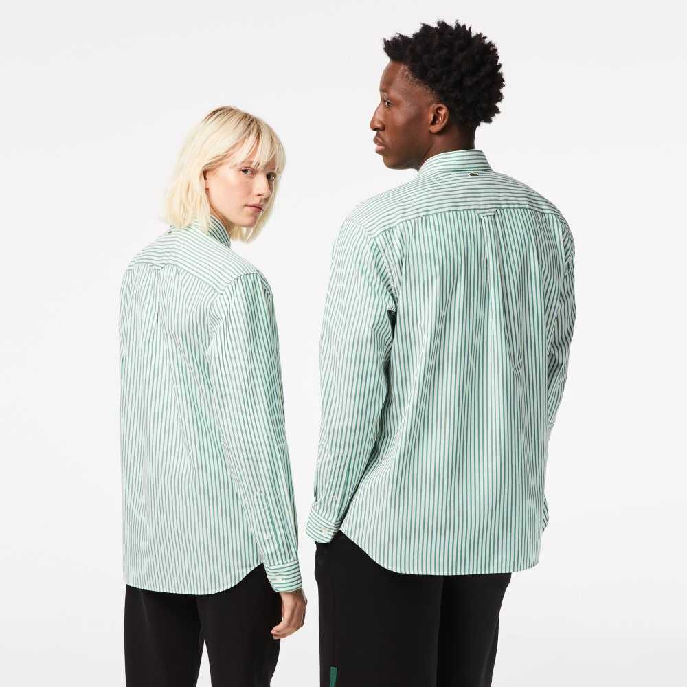 Lacoste Relaxed Fit Large Crocodile Bomull Vita Gröna | TLJIU-2568