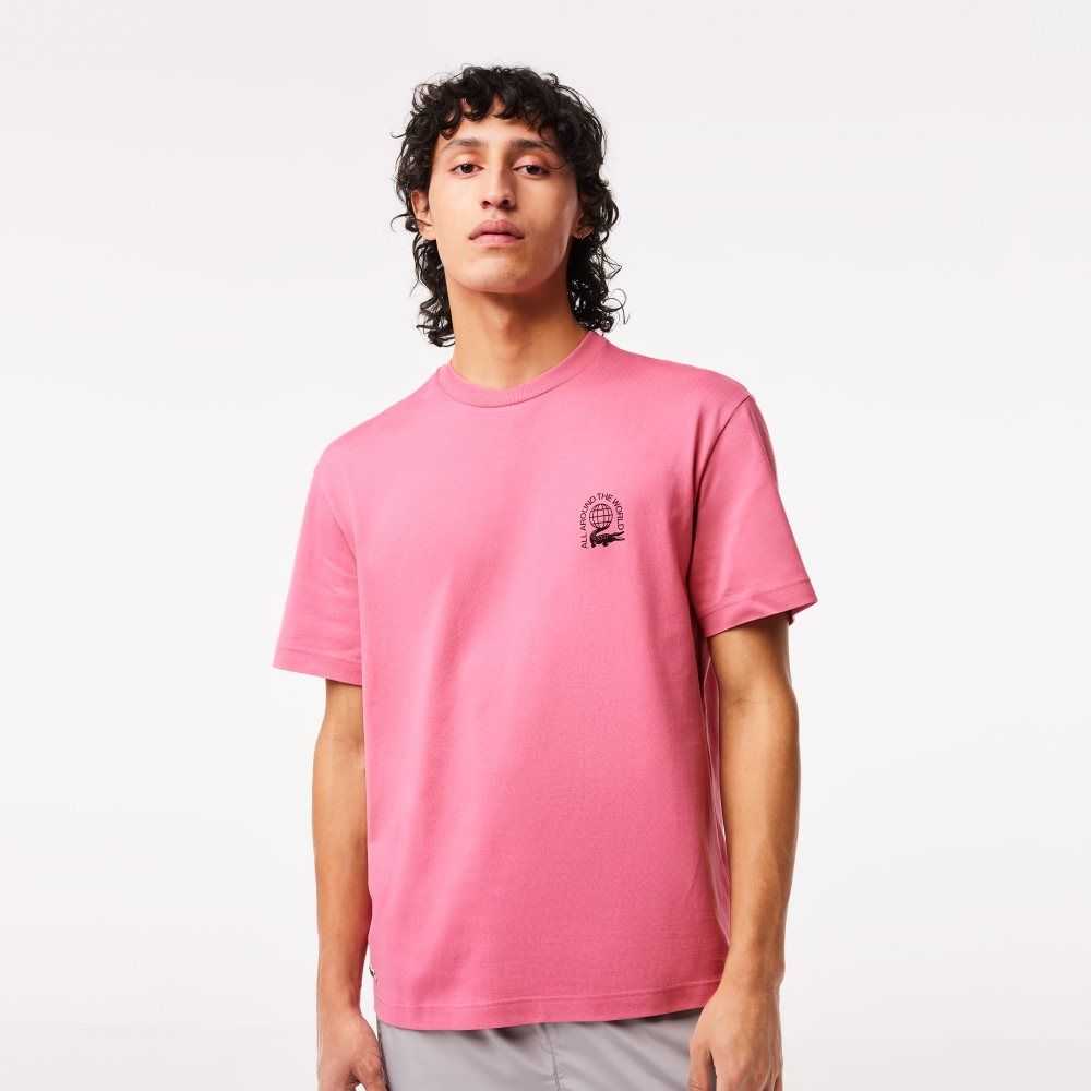 Lacoste Relaxed Fit Organic Bomull Jersey Rosa | GVZDA-7806