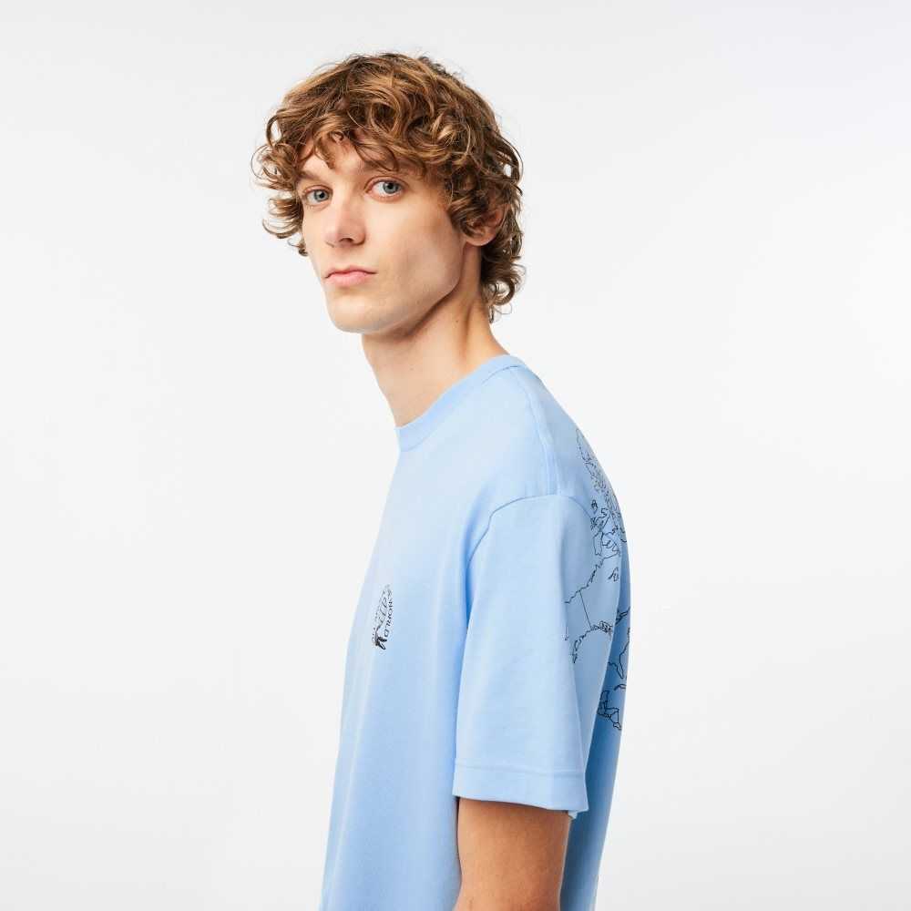 Lacoste Relaxed Fit Organic Bomull Jersey Blå | QKBYE-8324